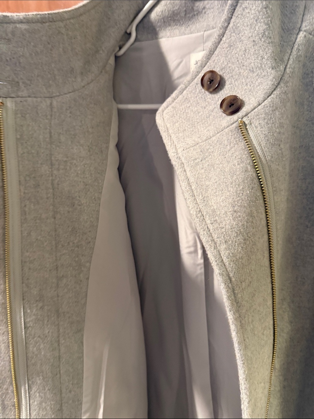 J. Crew Light Grey Stand-Collar Wool Blend Pea Coat - Picture 4 of 4
